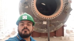 Adil at a mechanical equipment fabrication site